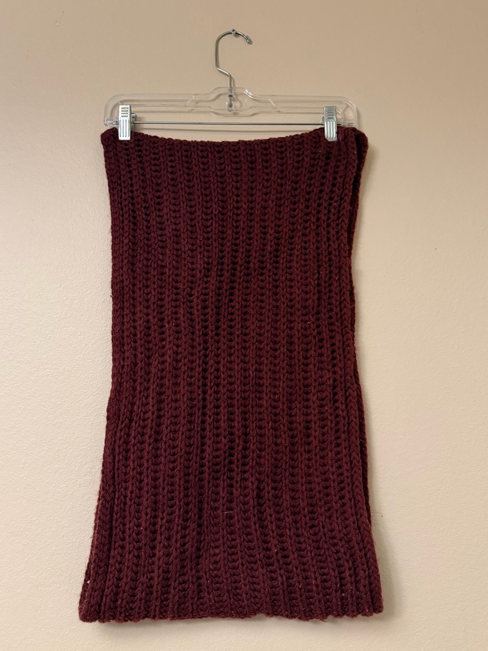 Rampage Wine Red Chunky Knit Tube Scarf